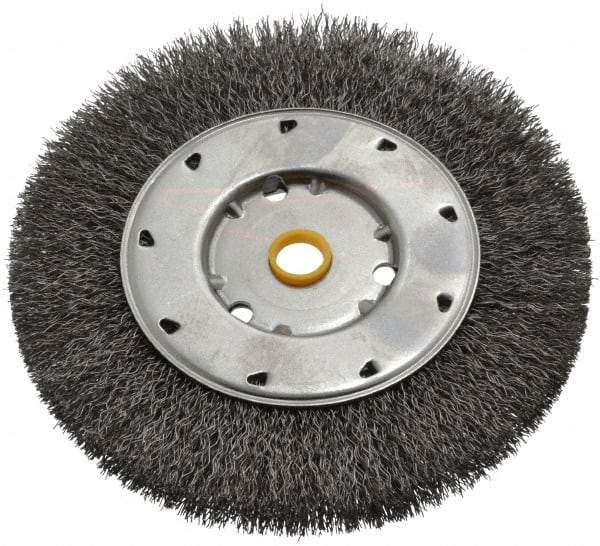 Osborn - 6" OD, 1/2 & 5/8" Arbor Hole, Crimped Steel Wheel Brush - 5/8" Face Width, 1-1/8" Trim Length, 0.0118" Filament Diam, 6,000 RPM - Industrial Tool & Supply