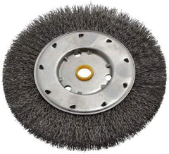 Osborn - 6" OD, 1/2 & 5/8" Arbor Hole, Crimped Steel Wheel Brush - 5/8" Face Width, 1-1/8" Trim Length, 0.0118" Filament Diam, 6,000 RPM - Industrial Tool & Supply