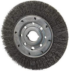 Osborn - 8" OD, 1-1/4" Arbor Hole, Crimped Steel Wheel Brush - 5/8" Face Width, 1-1/2" Trim Length, 0.014" Filament Diam, 4,500 RPM - Industrial Tool & Supply