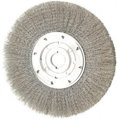 Osborn - 10" OD, 1-1/4" Arbor Hole, Crimped Steel Wheel Brush - 5/8" Face Width, 2-1/2" Trim Length, 0.0104" Filament Diam, 3,600 RPM - Industrial Tool & Supply