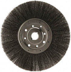 Osborn - 12" OD, 1-1/4" Arbor Hole, Crimped Steel Wheel Brush - 1/2" Face Width, 3" Trim Length, 0.0104" Filament Diam, 3,000 RPM - Industrial Tool & Supply