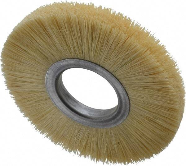 Osborn - 6" OD, 2" Arbor Hole, Crimped Natural Fiber Wheel Brush - 17/32" Face Width, 1-5/8" Trim Length, 6,000 RPM - Industrial Tool & Supply
