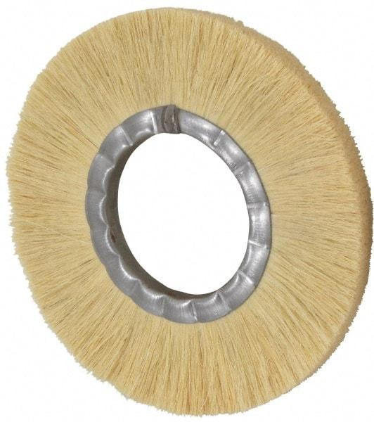 Osborn - 8" OD, 3-1/4" Arbor Hole, Crimped Natural Fiber Wheel Brush - 17/32" Face Width, 1-7/8" Trim Length, 4,800 RPM - Industrial Tool & Supply