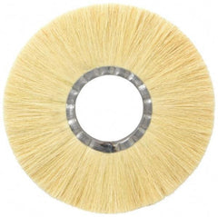 Osborn - 10" OD, 3-1/4" Arbor Hole, Crimped Natural Fiber Wheel Brush - 17/32" Face Width, 2-7/8" Trim Length, 4,250 RPM - Industrial Tool & Supply
