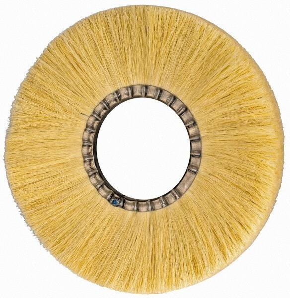 Osborn - 12" OD, 4-1/4" Arbor Hole, Crimped Natural Fiber Wheel Brush - 17/32" Face Width, 3-3/8" Trim Length, 3,600 RPM - Industrial Tool & Supply