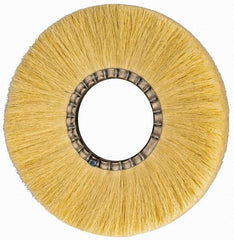 Osborn - 12" OD, 4-1/4" Arbor Hole, Crimped Natural Fiber Wheel Brush - 17/32" Face Width, 3-3/8" Trim Length, 3,600 RPM - Industrial Tool & Supply