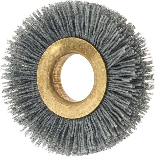 Osborn - 2" OD, 5/8" Arbor Hole, Crimped Nylon Wheel Brush - 3/8" Face Width, 7/16" Trim Length, 15,000 RPM - Industrial Tool & Supply