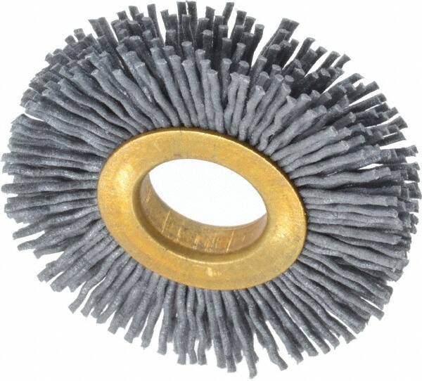 Osborn - 2" OD, 5/8" Arbor Hole, Crimped Nylon Wheel Brush - 3/8" Face Width, 7/16" Trim Length, 15,000 RPM - Industrial Tool & Supply