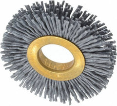 Osborn - 2" OD, 5/8" Arbor Hole, Crimped Nylon Wheel Brush - 3/8" Face Width, 7/16" Trim Length, 15,000 RPM - Industrial Tool & Supply