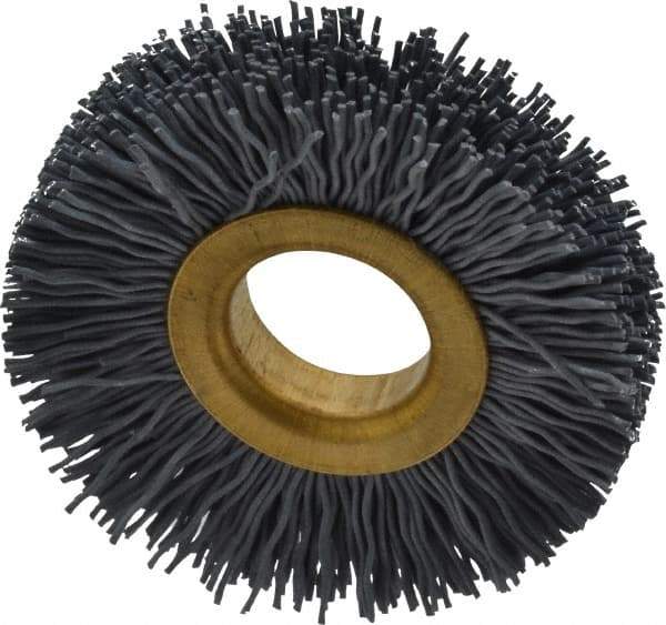 Osborn - 2" OD, 5/8" Arbor Hole, Crimped Nylon Wheel Brush - 3/8" Face Width, 7/16" Trim Length, 15,000 RPM - Industrial Tool & Supply