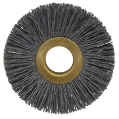 Osborn - 2-1/2" OD, 5/8" Arbor Hole, Crimped Nylon Wheel Brush - 3/8" Face Width, 11/16" Trim Length, 15,000 RPM - Industrial Tool & Supply