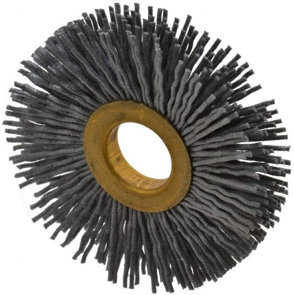 Osborn - 2-1/2" OD, 5/8" Arbor Hole, Crimped Nylon Wheel Brush - 3/8" Face Width, 11/16" Trim Length, 15,000 RPM - Industrial Tool & Supply