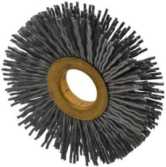 Osborn - 2-1/2" OD, 5/8" Arbor Hole, Crimped Nylon Wheel Brush - 3/8" Face Width, 11/16" Trim Length, 15,000 RPM - Industrial Tool & Supply
