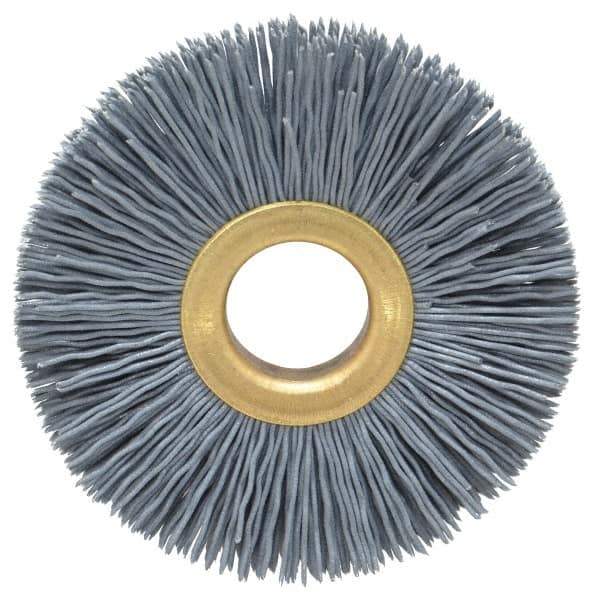 Osborn - 2-1/2" OD, 5/8" Arbor Hole, Crimped Nylon Wheel Brush - 3/8" Face Width, 11/16" Trim Length, 15,000 RPM - Industrial Tool & Supply