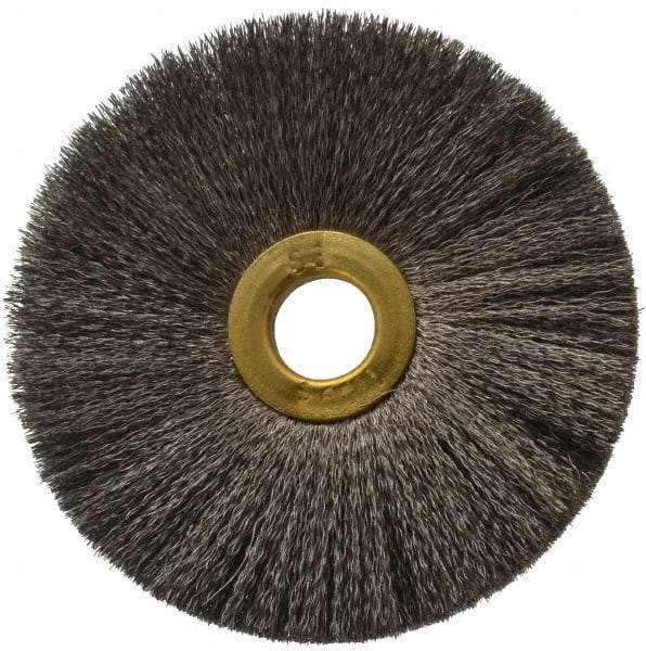 Osborn - 3" OD, 1/2" Arbor Hole, Crimped Stainless Steel Wheel Brush - 1/4" Face Width, 1" Trim Length, 0.005" Filament Diam, 20,000 RPM - Industrial Tool & Supply
