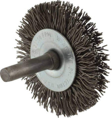 Osborn - 2" OD, 1/4" Shank Diam, Crimped Steel Wheel Brush - 3/8" Face Width, 7/16" Trim Length, 0.02" Filament Diam, 25,000 RPM - Industrial Tool & Supply
