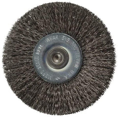 Osborn - 2-1/2" OD, 1/4" Shank Diam, Crimped Steel Wheel Brush - 7/16" Face Width, 11/16" Trim Length, 0.008" Filament Diam, 25,000 RPM - Industrial Tool & Supply