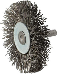 Osborn - 2-1/2" OD, 1/4" Shank Diam, Crimped Steel Wheel Brush - 7/16" Face Width, 11/16" Trim Length, 0.02" Filament Diam, 25,000 RPM - Industrial Tool & Supply