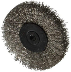 Osborn - 2-1/2" OD, 1/4" Shank Diam, Crimped Stainless Steel Wheel Brush - 7/16" Face Width, 11/16" Trim Length, 0.008" Filament Diam, 25,000 RPM - Industrial Tool & Supply