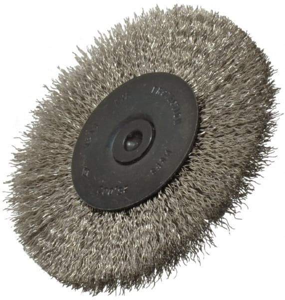 Osborn - 3" OD, 1/4" Shank Diam, Crimped Stainless Steel Wheel Brush - 7/16" Face Width, 3/4" Trim Length, 0.008" Filament Diam, 25,000 RPM - Industrial Tool & Supply