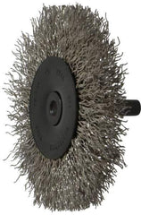 Osborn - 3" OD, 1/4" Shank Diam, Crimped Stainless Steel Wheel Brush - 7/16" Face Width, 3/4" Trim Length, 0.014" Filament Diam, 25,000 RPM - Industrial Tool & Supply