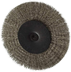 Osborn - 4" OD, 1/4" Shank Diam, Crimped Stainless Steel Wheel Brush - 1/2" Face Width, 1" Trim Length, 0.008" Filament Diam, 15,000 RPM - Industrial Tool & Supply