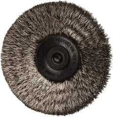 Osborn - 2-1/2" OD, 1/4" Shank Diam, Crimped Stainless Steel Wheel Brush - 7/16" Face Width, 11/16" Trim Length, 0.006" Filament Diam, 20,000 RPM - Industrial Tool & Supply
