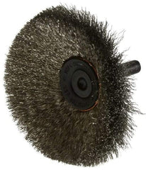 Osborn - 3" OD, 1/4" Shank Diam, Crimped Stainless Steel Wheel Brush - 7/16" Face Width, 15/16" Trim Length, 0.006" Filament Diam, 20,000 RPM - Industrial Tool & Supply