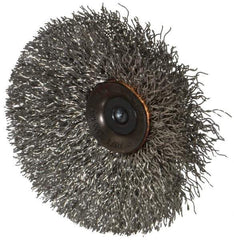 Osborn - 3" OD, 1/4" Shank Diam, Crimped Stainless Steel Wheel Brush - 7/16" Face Width, 15/16" Trim Length, 0.014" Filament Diam, 20,000 RPM - Industrial Tool & Supply