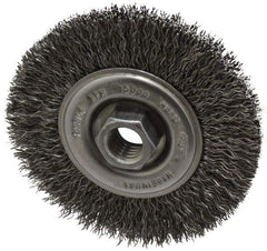 Osborn - 4" OD, 5/8-11 Arbor Hole, Crimped Steel Wheel Brush - 1/2" Face Width, 0.014" Filament Diam, 15,000 RPM - Industrial Tool & Supply