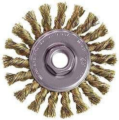 Osborn - 4" OD, M14x2.00 Arbor Hole, Knotted Steel Wheel Brush - 3/8" Face Width, 7/8" Trim Length, 0.014" Filament Diam, 20,000 RPM - Industrial Tool & Supply