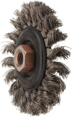 Osborn - 4" OD, 1/2-13 Arbor Hole, Knotted Stainless Steel Wheel Brush - 3/8" Face Width, 7/8" Trim Length, 0.014" Filament Diam, 20,000 RPM - Industrial Tool & Supply