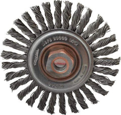 Osborn - 4" OD, 1/2-13 Arbor Hole, Knotted Steel Wheel Brush - 1/4" Face Width, 7/8" Trim Length, 0.02" Filament Diam, 20,000 RPM - Industrial Tool & Supply