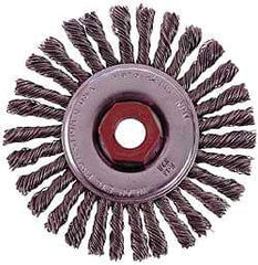 Osborn - 4" OD, 3/8-24 Arbor Hole, Knotted Stainless Steel Wheel Brush - 1/4" Face Width, 7/8" Trim Length, 0.02" Filament Diam, 20,000 RPM - Industrial Tool & Supply