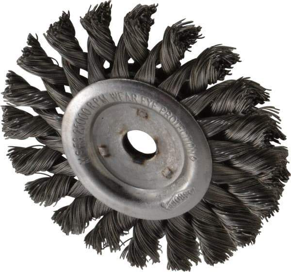 Osborn - 3" OD, 3/8" Arbor Hole, Knotted Steel Wheel Brush - 3/8" Face Width, 5/8" Trim Length, 0.014" Filament Diam, 25,000 RPM - Industrial Tool & Supply