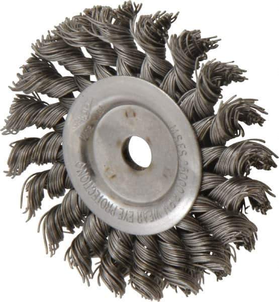 Osborn - 3" OD, 3/8" Arbor Hole, Knotted Steel Wheel Brush - 3/8" Face Width, 5/8" Trim Length, 0.02" Filament Diam, 25,000 RPM - Industrial Tool & Supply