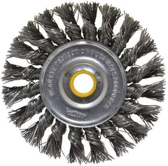 Osborn - 4" OD, 5/8" Arbor Hole, Knotted Steel Wheel Brush - 5/16" Face Width, 7/8" Trim Length, 0.02" Filament Diam, 20,000 RPM - Industrial Tool & Supply