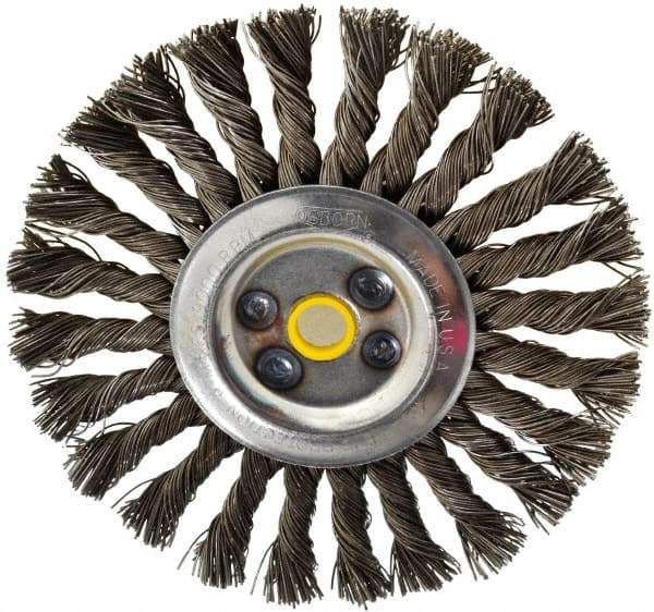 Osborn - 6" OD, 5/8" Arbor Hole, Knotted Steel Wheel Brush - 1/2" Face Width, 1-1/2" Trim Length, 0.025" Filament Diam, 9,000 RPM - Industrial Tool & Supply