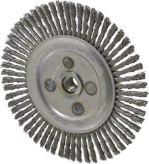 Osborn - 6-1/2" OD, 5/8-11 Arbor Hole, Knotted Steel Wheel Brush - 3/16" Face Width, 1-1/4" Trim Length, 0.02" Filament Diam, 12,000 RPM - Industrial Tool & Supply