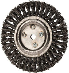 Osborn - 8" OD, 5/8" Arbor Hole, Knotted Steel Wheel Brush - 5/8" Face Width, 1-11/16" Trim Length, 0.025" Filament Diam, 8,500 RPM - Industrial Tool & Supply