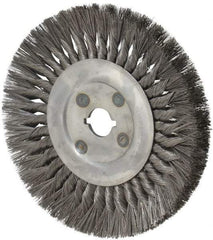 Osborn - 10" OD, 1-1/4" Arbor Hole, Knotted Steel Wheel Brush - 5/8" Face Width, 2-1/4" Trim Length, 0.014" Filament Diam, 4,500 RPM - Industrial Tool & Supply