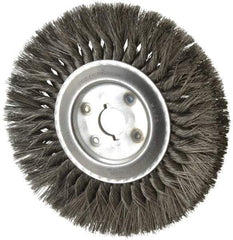 Osborn - 10" OD, 1-1/4" Arbor Hole, Knotted Steel Wheel Brush - 5/8" Face Width, 2-1/4" Trim Length, 0.016" Filament Diam, 4,500 RPM - Industrial Tool & Supply