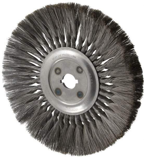 Osborn - 12" OD, 1-1/4" Arbor Hole, Knotted Steel Wheel Brush - 5/8" Face Width, 0.0118" Filament Diam, 4,500 RPM - Industrial Tool & Supply