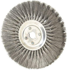 Osborn - 12" OD, 1-1/4" Arbor Hole, Knotted Steel Wheel Brush - 5/8" Face Width, 3-1/4" Trim Length, 0.014" Filament Diam, 4,500 RPM - Industrial Tool & Supply