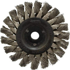 Osborn - 3" OD, 3/8" Arbor Hole, Knotted Stainless Steel Wheel Brush - 3/8" Face Width, 5/8" Trim Length, 0.014" Filament Diam, 25,000 RPM - Industrial Tool & Supply