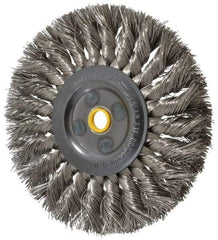 Osborn - 6" OD, 5/8" Arbor Hole, Knotted Stainless Steel Wheel Brush - 1/2" Face Width, 1-1/2" Trim Length, 0.016" Filament Diam, 9,000 RPM - Industrial Tool & Supply