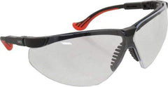 Uvex - Clear Lenses, Framed Safety Glasses - Scratch Resistant, Black Polycarbonate Frame, Adjustable Temples, Size Universal, Wrap Around - Industrial Tool & Supply