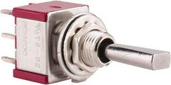 GC/Waldom - DPDT Miniature On-Off-On Toggle Switch - Printed Circuit Terminal, Flat Lever Actuator, 125 VAC at 5 A & 250 VAC at 2 A - Industrial Tool & Supply