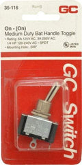 GC/Waldom - SPDT Medium Duty On-On Toggle Switch - Solder Lug Terminal, Bat Handle Actuator, 1/4 hp at 125/250 VAC hp, 125 VAC at 6 A & 250 VAC at 3 A - Industrial Tool & Supply
