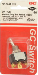 GC/Waldom - SPDT Medium Duty On-On Toggle Switch - Screw Terminal, Bat Handle Actuator, 1/4 hp at 125/250 VAC hp, 125 VAC at 6 A & 250 VAC at 3 A - Industrial Tool & Supply